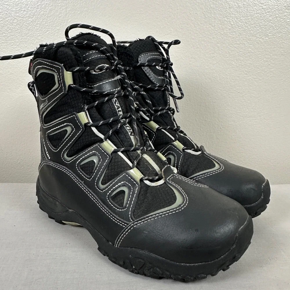 Salomon Men's 8‎ Winter Boots Black ClimaShield Waterproof Insulated